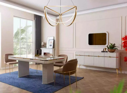 Dining Room Set Table 6x Chairs Sideboard Mirror 9-piece Group Suite